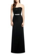 Women's Dessy Collection Embellished Belt Strapless Velvet Gown - Black