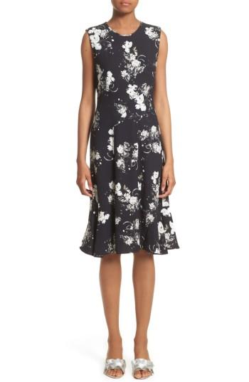 Women's Erdem Neo Floral Print Jersey Ruffle Hem Dress
