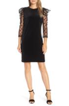 Women's Julia Jordan Dot Mesh Sleeve Velvet Shift Dress - Black