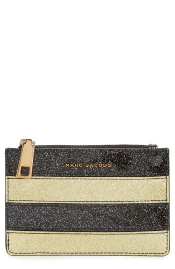 Women's Marc Jacobs Glitter Stripe Leather Wallet - Metallic