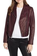 Women's Andrew Marc Naked Pebble Leather Moto Jacket - Burgundy