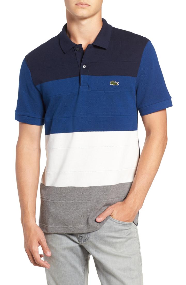 Men's Lacoste Regular Fit Colorblock Pique Polo (xxl) - Grey