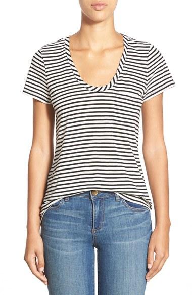 Petite Women's Caslon Relaxed Slub Knit U-neck Tee P - Ivory