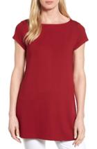 Women's Eileen Fisher Bateau Neck Tunic Top, Size - Red
