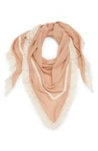 Women's David & Young Crochet Trim Triangle Scarf, Size - Coral