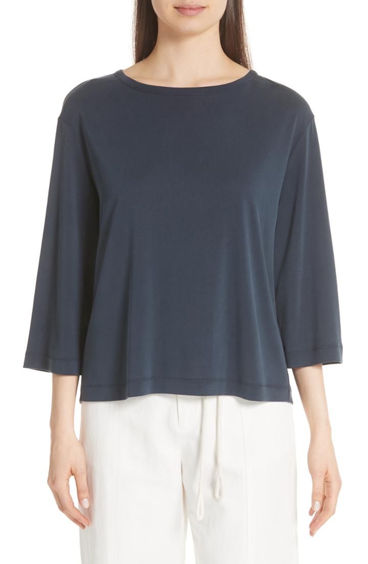 Women's Vince Shirred Neck Silk Pullover