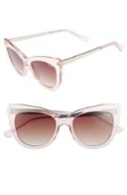 Women's Quay Australia 53mm Steal A Kiss Cat-eye Sunglasses - Pink/ Brown