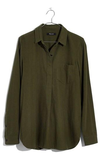 Women's Madewell Ex-boyfriend Button Back Flannel Shirt - Green