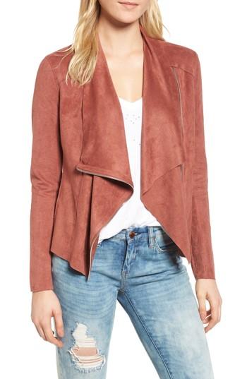 Women's Blanknyc Drape Front Faux Suede Jacket - Coral