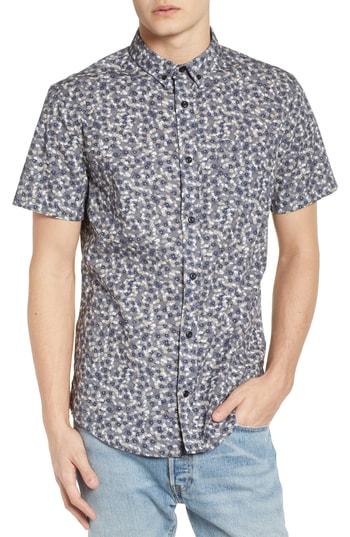 Men's The Rail Printed Cotton Poplin Shirt - Grey