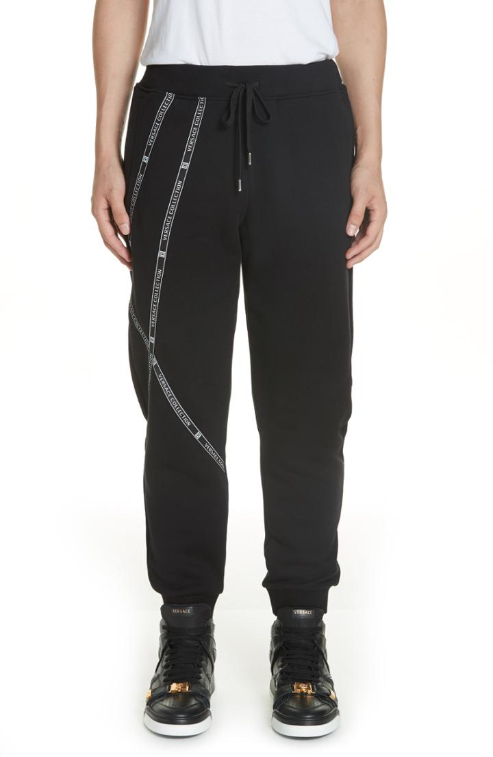 Men's Versace Collection Logo Sweatpants - Black