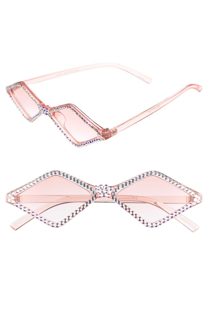Women's Rad + Refined Geometric Crystal Frame Sunglasses - Pink/ Crystal