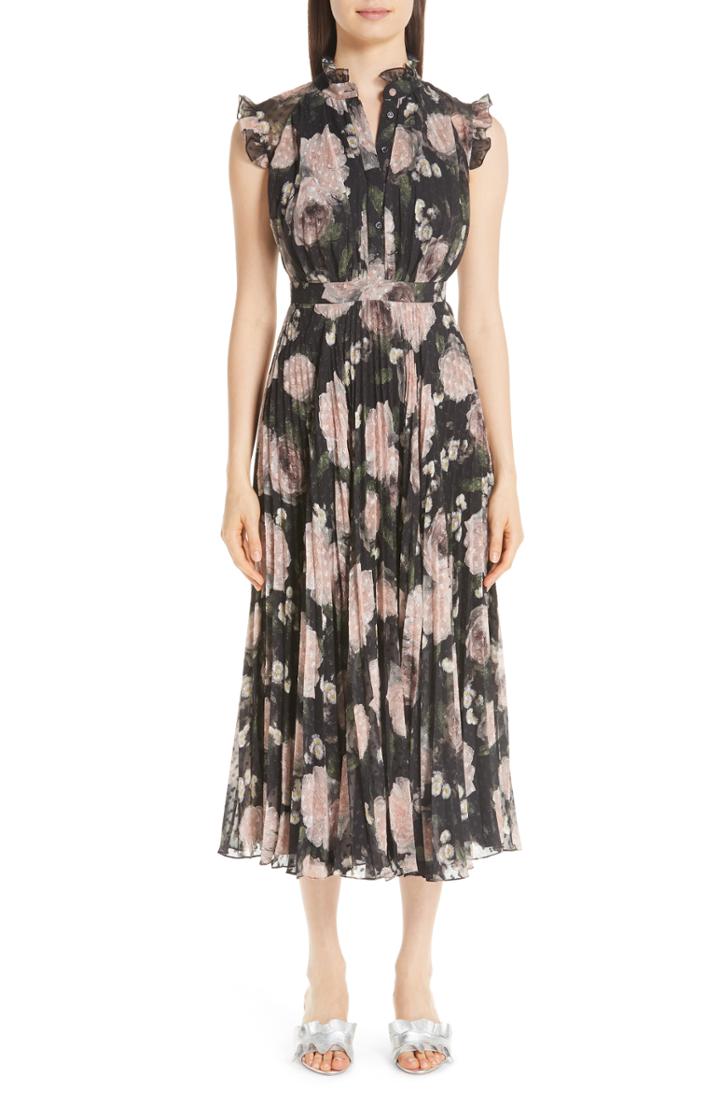 Women's Erdem Floral Print Voile Midi Dress