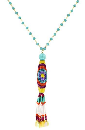 Women's Panacea Crystal Multi Bead Tassel Necklace