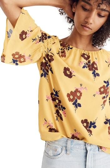 Women's Madewell Pleated Cascade Top, Size - Yellow