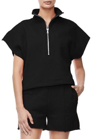 Women's Good American Good Sweats The Chunky Zip Pullover - Black