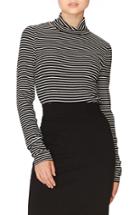 Women's Sanctuary Stripe Mock Neck Top - Black