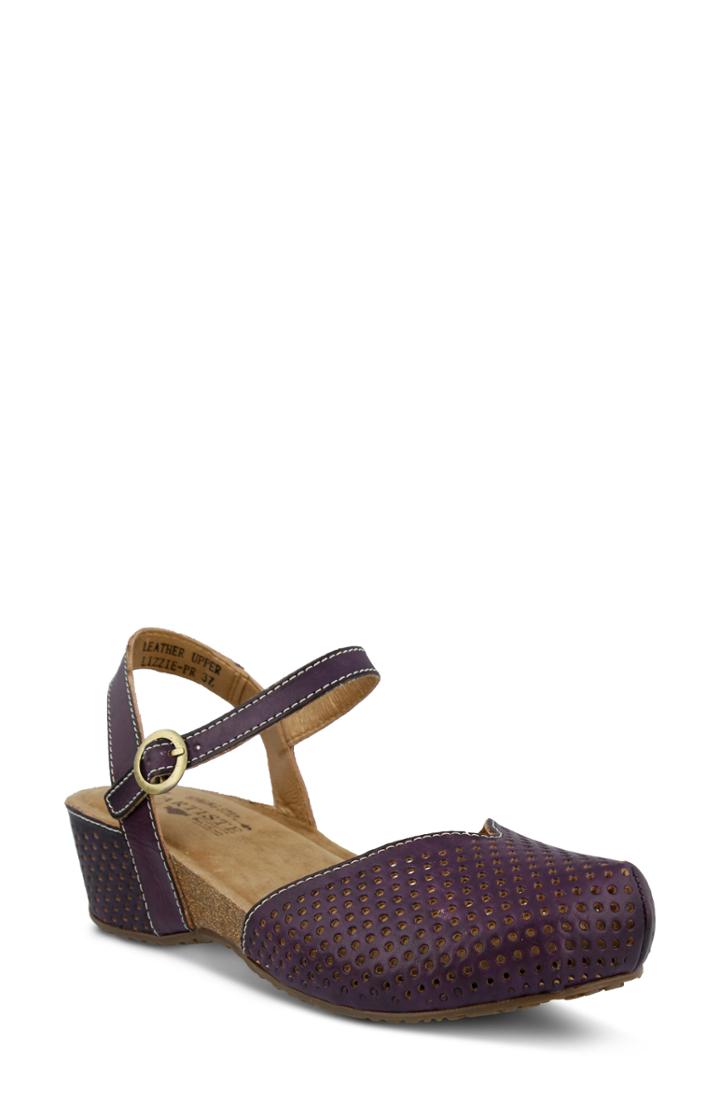 Women's L'artiste Lizzie Perforated Wedge Sandal Us / 35eu - Purple