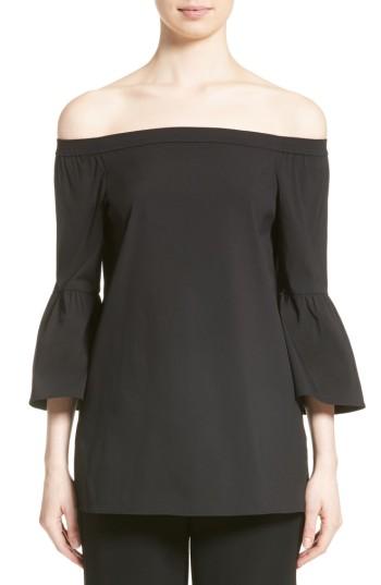 Women's Lafayette 148 New York Rosario Off The Shoulder Blouse, Size - Black
