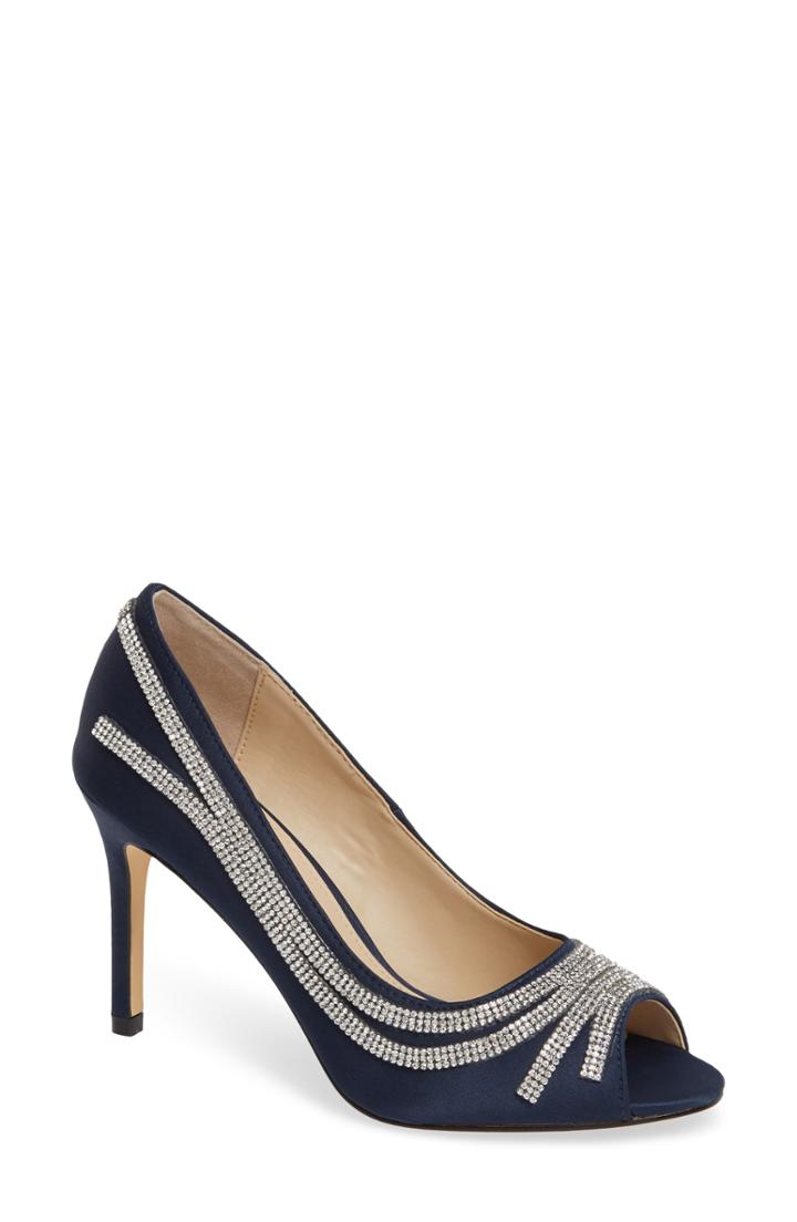 Women's Nina Rylinn Embellished Peep Toe Pump M - Blue