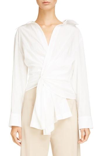 Women's Jacquemus La Chemise Olhao Gathered Waist Blouse Us / 36 Fr - Ivory