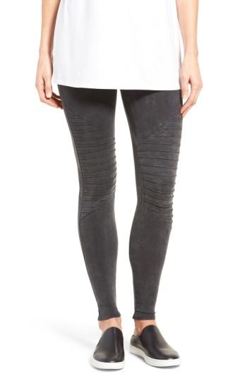 Women's Nordstrom Moto Washed Cotton Blend Leggings - Black