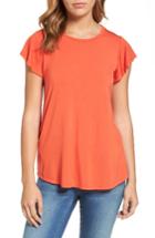 Women's Bobeau Flutter Sleeve Tee - Orange