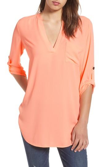 Women's Perfect Roll Tab Sleeve Tunic - Orange