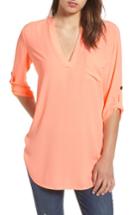 Women's Perfect Roll Tab Sleeve Tunic - Orange