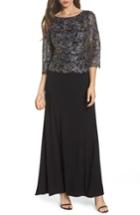 Women's Alex Evenings Embroidered Lace Mock Two-piece Dress - Blue