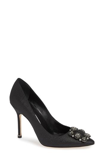 Women's Manolo Blahnik 'hangisi' Ornamented Pump Us / 39eu - Black