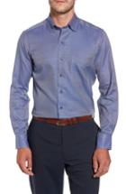 Men's David Donahue Print Fit Sport Shirt, Size Medium - Blue