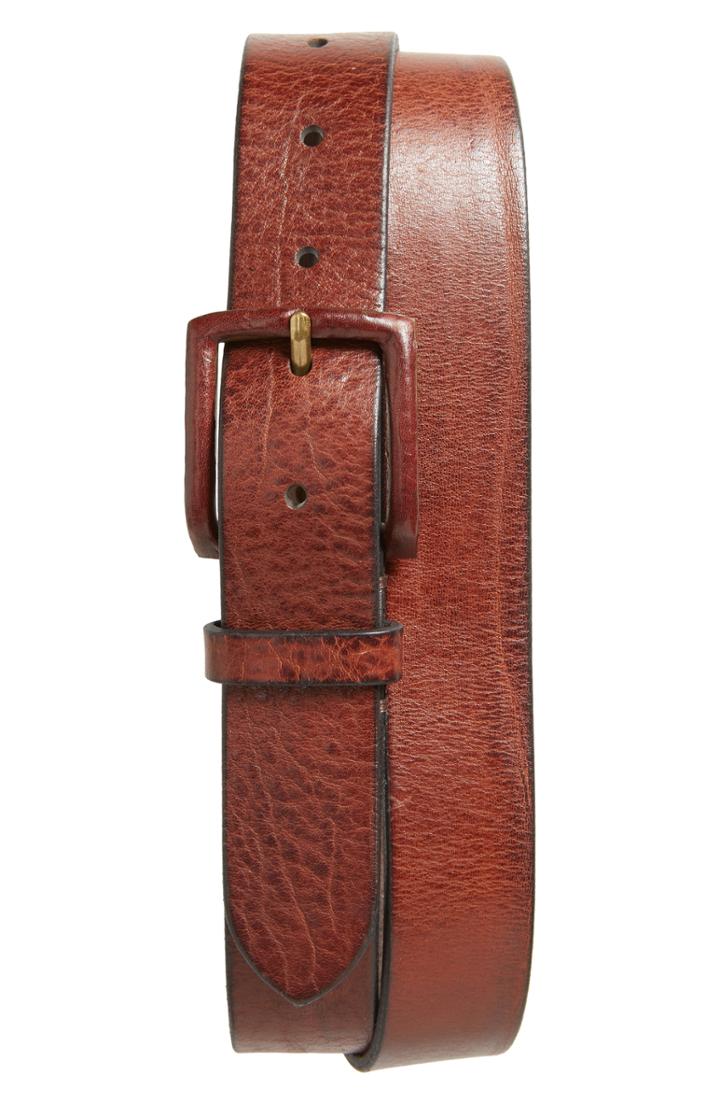 Men's Frye Flat Panel Leather Belt - Cognac