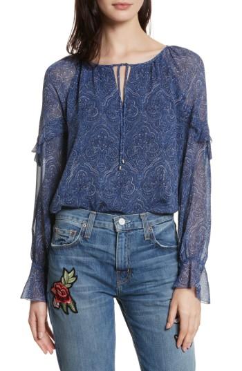 Women's Joie Agneta Paisley Print Silk Blouse - Blue