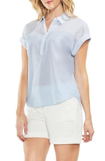 Women's Vince Camuto Mix Pattern Cotton Henley Top, Size - Blue
