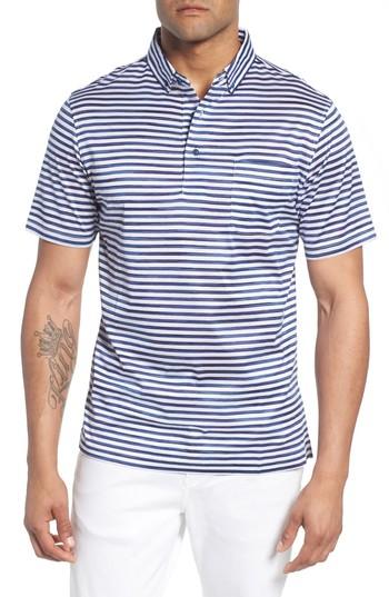 Men's Bugatchi Stripe Knit Polo - White