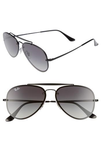 Women's Ray-ban 58mm Aviator Sunglasses - Shiny Black