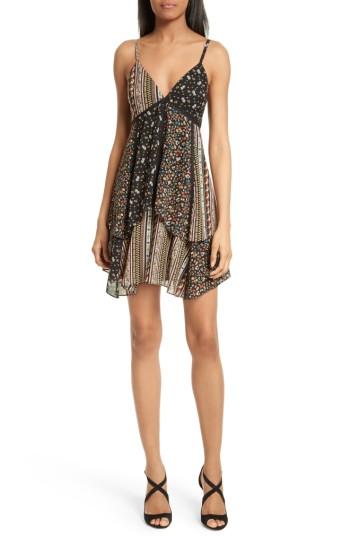 Women's Alice + Olivia Delilah Tiered Print Stretch Silk Dress