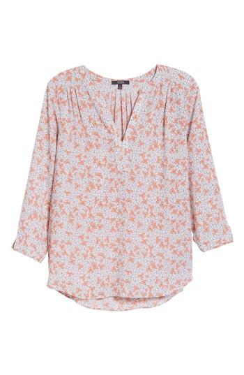 Women's Nydj Split Neck Floral Top, Size - Orange