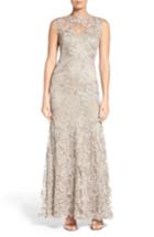 Petite Women's Tadashi Shoji Embroidered Tulle Gown P - Grey