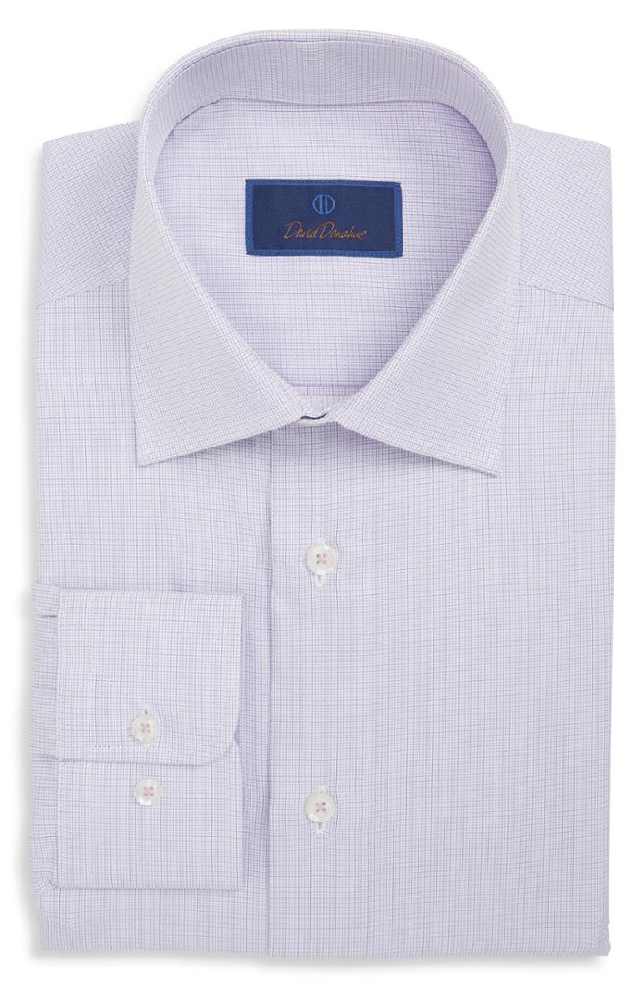 Men's David Donahue Regular Fit Tiny Check Dress Shirt .5 - 32/33 - Pink
