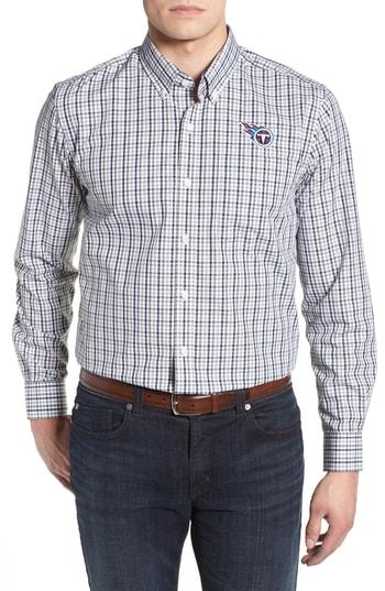 Men's Cutter & Buck Tennessee Titans - Gilman Regular Fit Plaid Sport Shirt - Blue