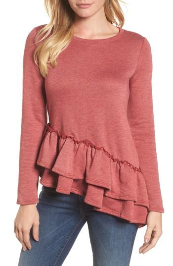 Women's Caslon Ruffle Hem Top - Red