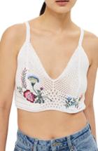 Women's Topshop Embroidered Crochet Bralet Us (fits Like 0) - Ivory