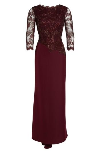 Petite Women's Tadashi Shoji Embroidered Woven Gown P - Red