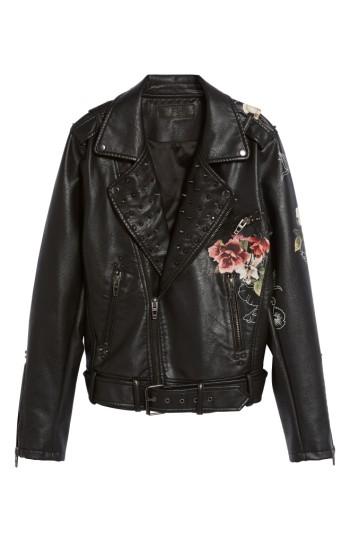 Women's Blanknyc Printed Faux Leather Moto Jacket