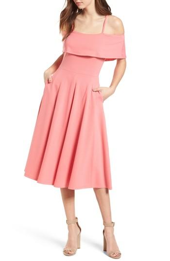 Women's Leith Cold Shoulder Midi Dress - Coral