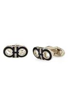 Men's Salvatore Ferragamo Enameled Double Gancio Cuff Links