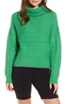 Women's Something Navy Cozy Textured Turtleneck - Green