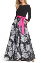 Women's Eliza J Belted Floral Skirt Ballgown - Black